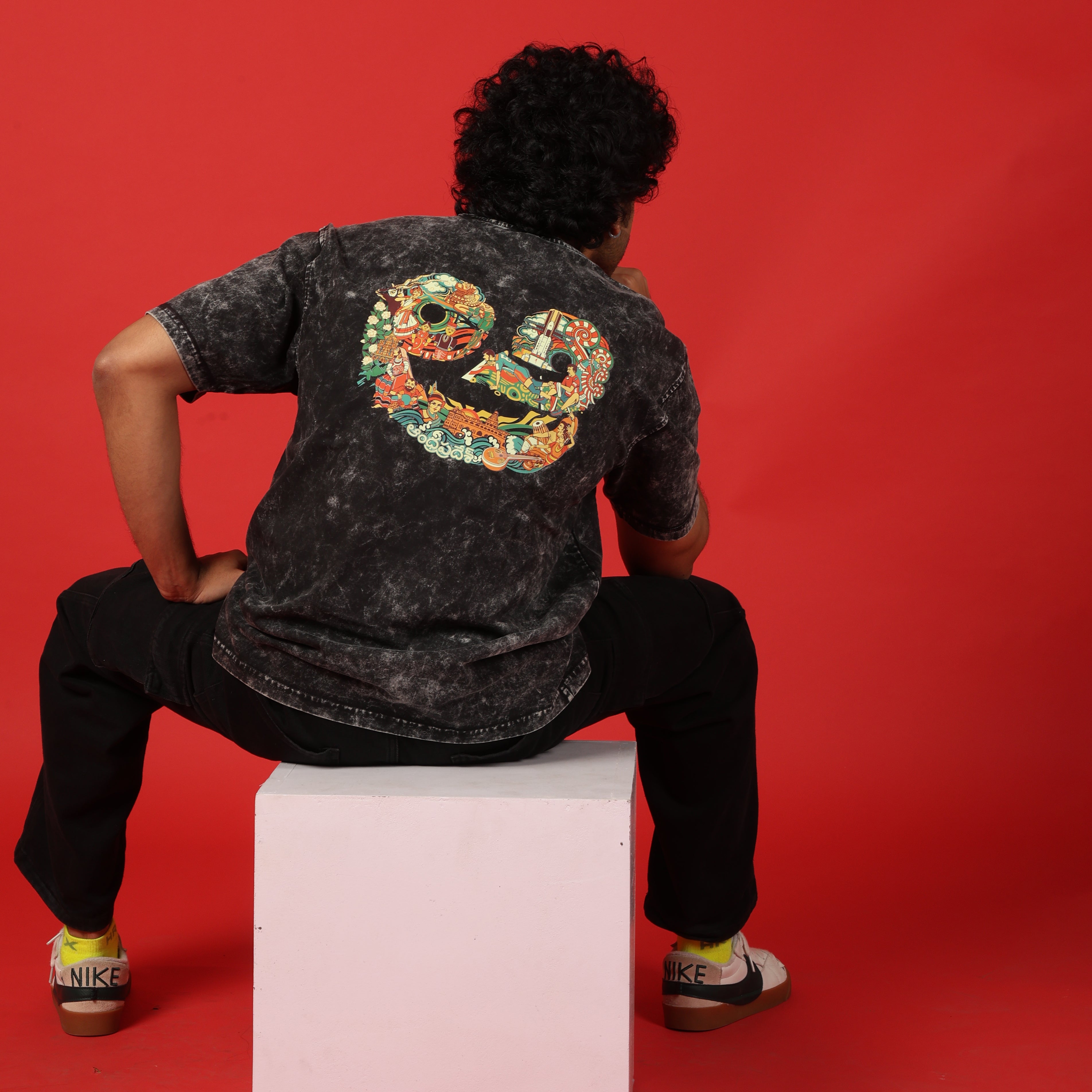 Andhra Pradesh Text Acid Wash Unisex Oversized T-Shirt