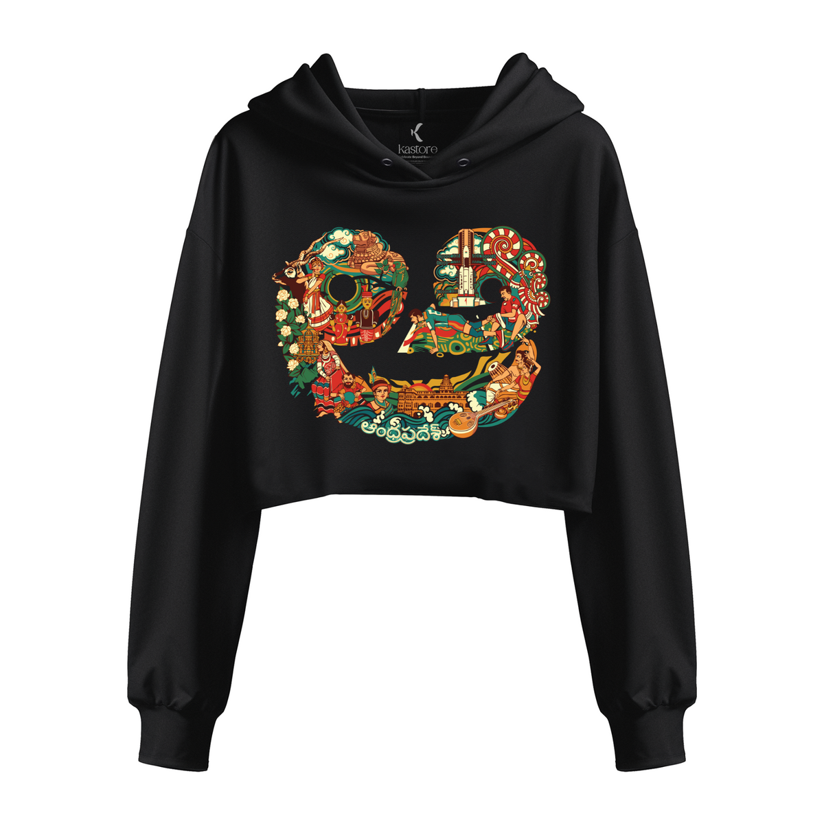 Andhra Pradesh Text |Women's Crop Hoodie