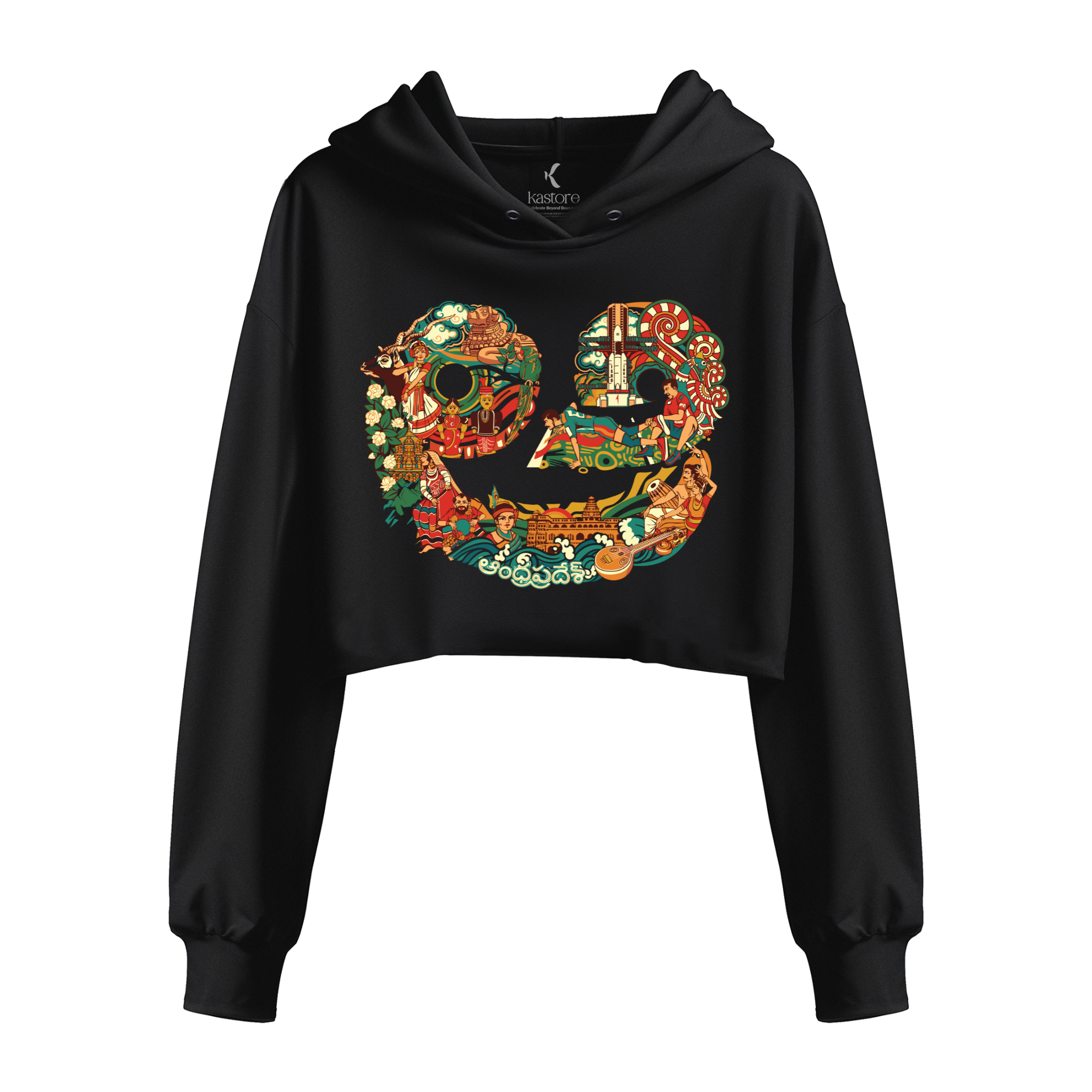 Andhra Pradesh Text  Crop Hoodie