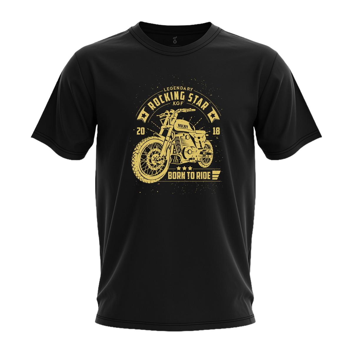 KGF Yash TShirt | Rocky Bike Cream on Black | Born To Ride Bikers T-Shirt