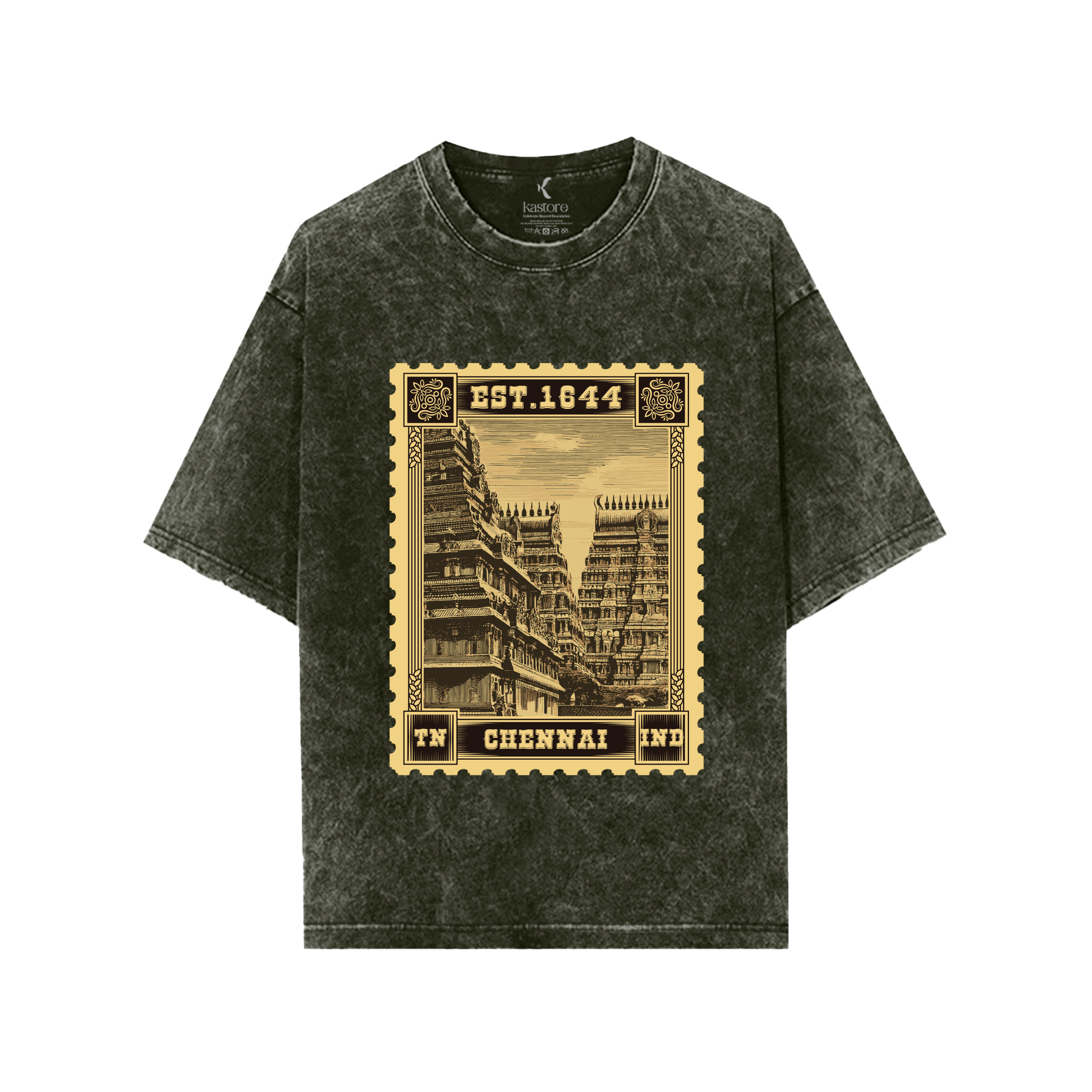 Chennai Stamp  Acid Wash Men's Oversized T-Shirt