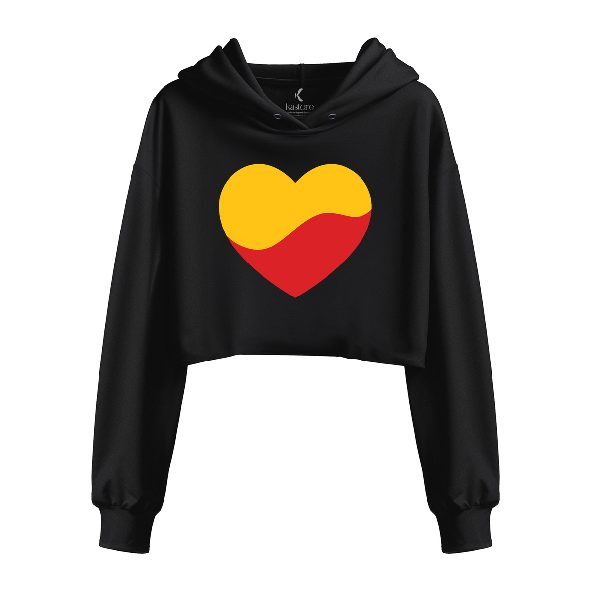 Yellow Red Heart Crop Hoodie | Kannada  Crop Hoodie | Karnataka  Crop Hoodie