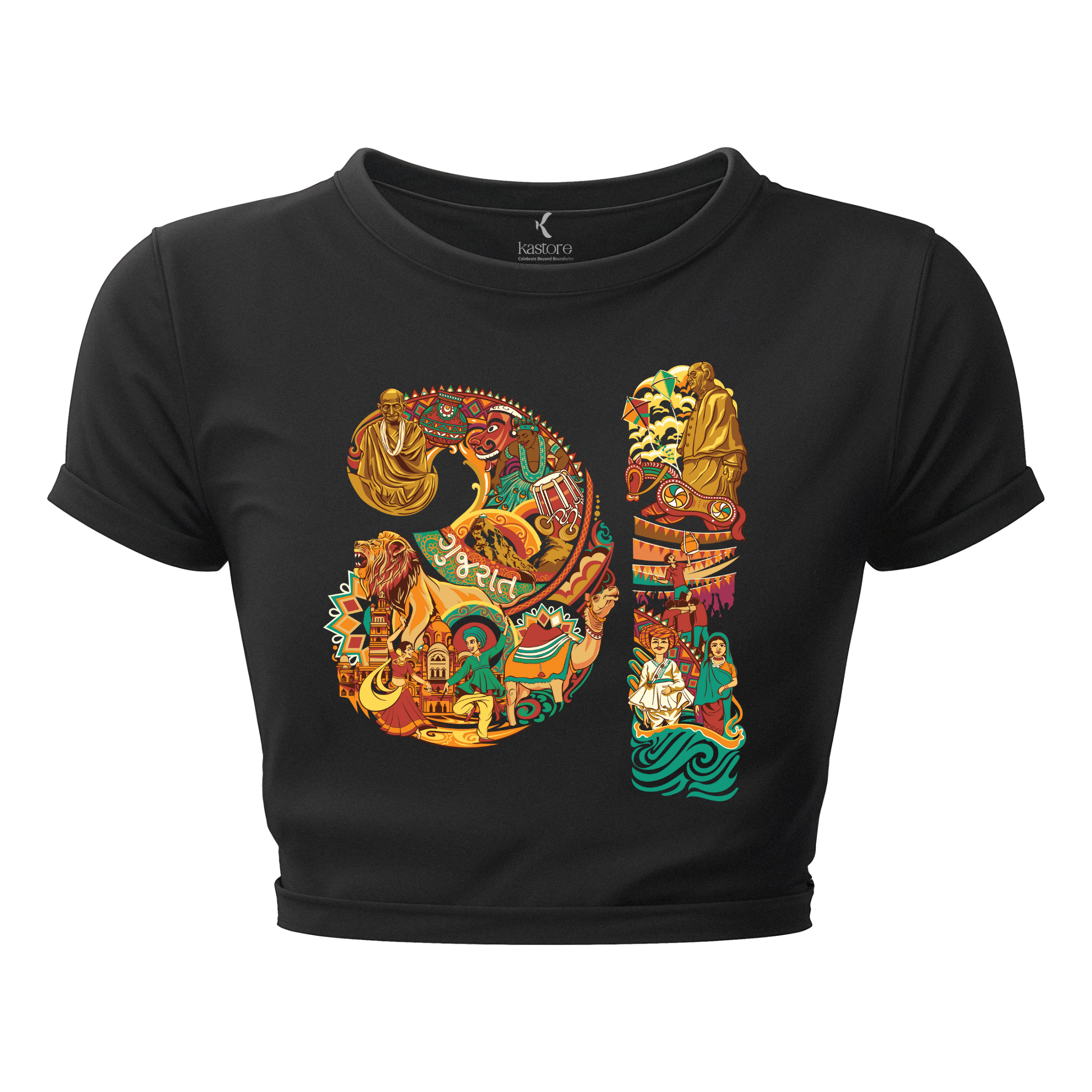 Gujarat Text  Crop Top