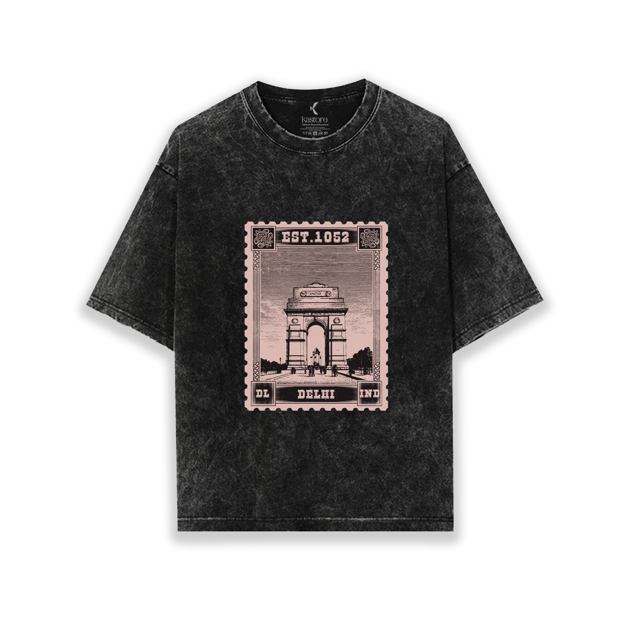 Delhi Stamp  Acid Wash Men's Oversized T-Shirt