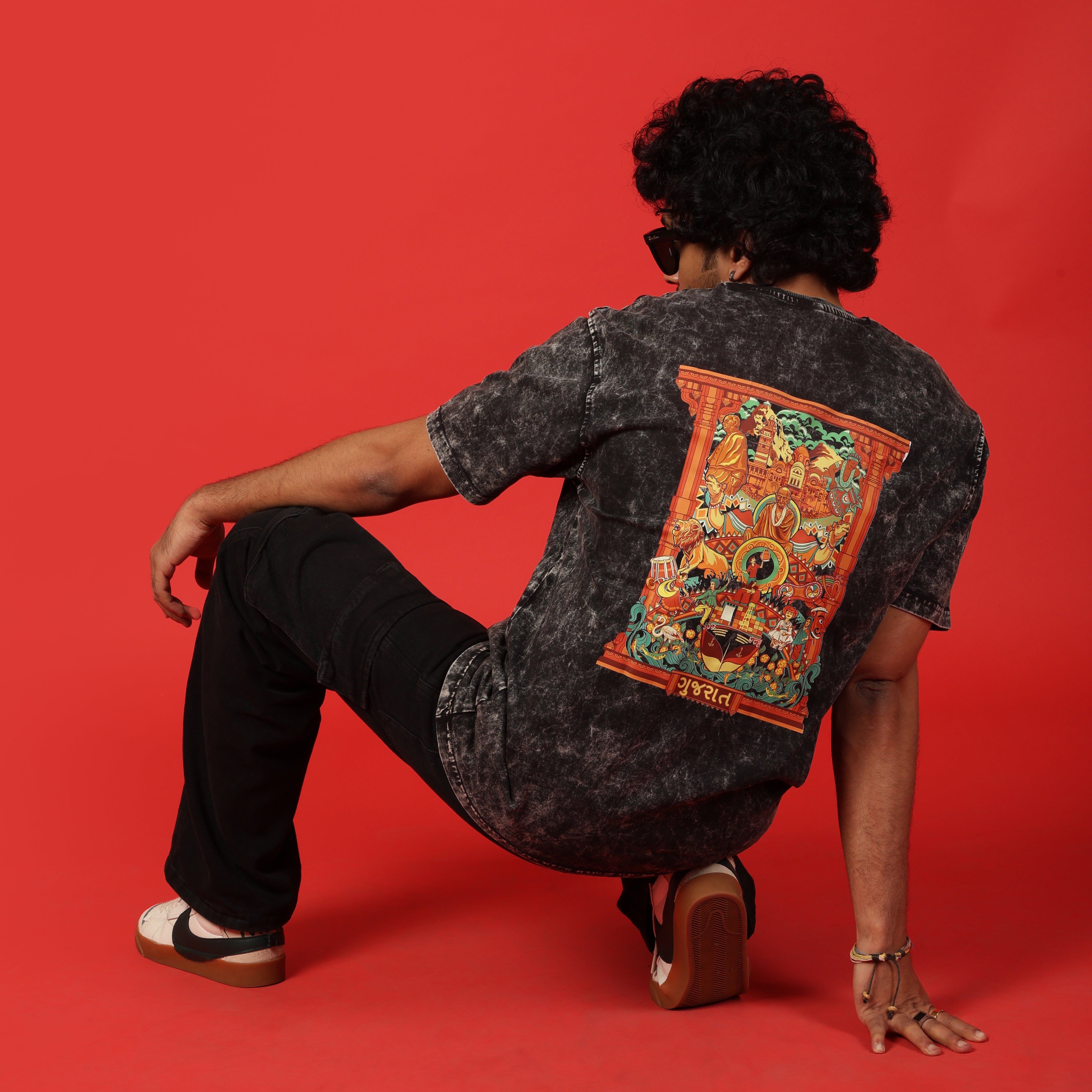 Gujarat Frame Acid Wash Oversized T-Shirt