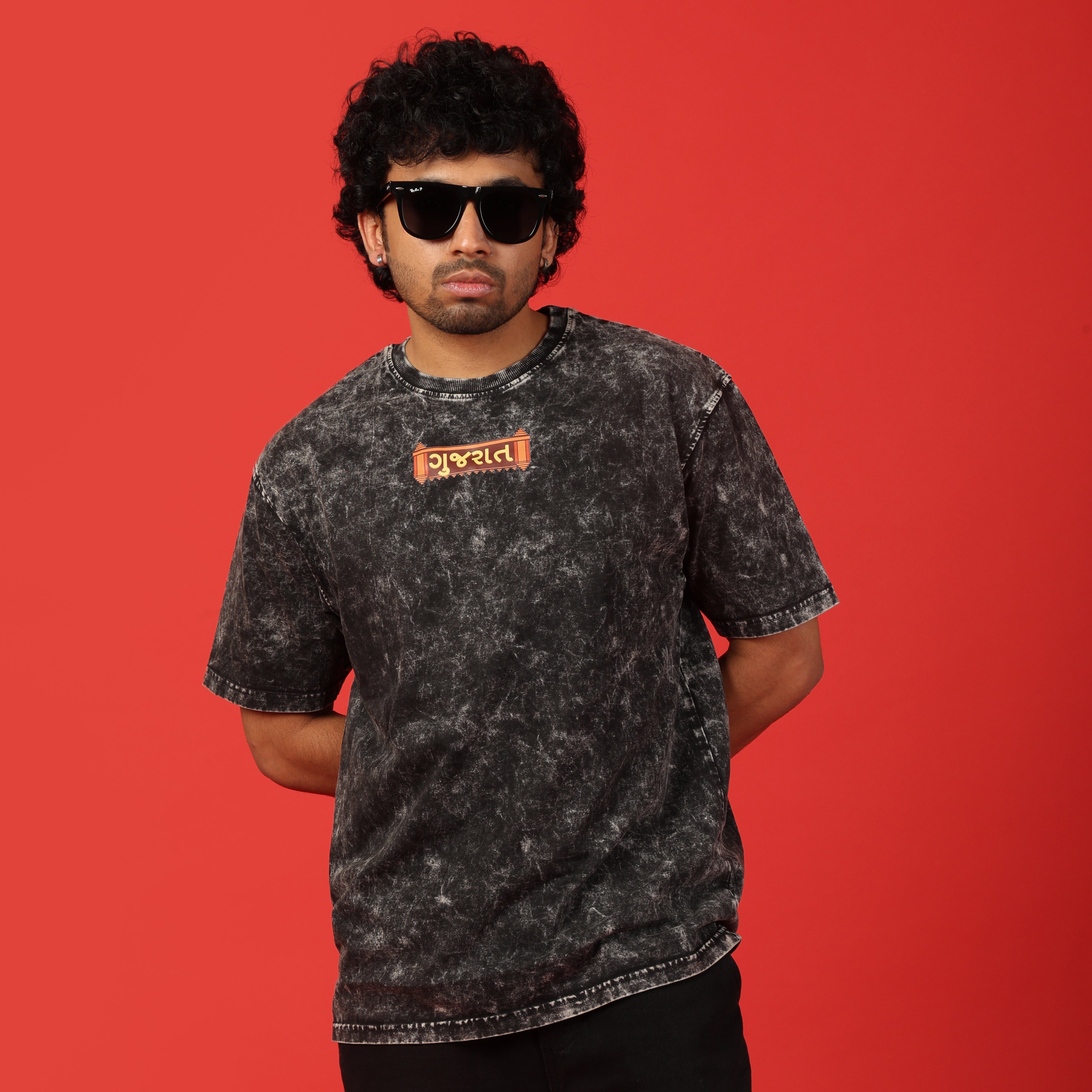 Gujarat Frame Acid Wash Oversized T-Shirt