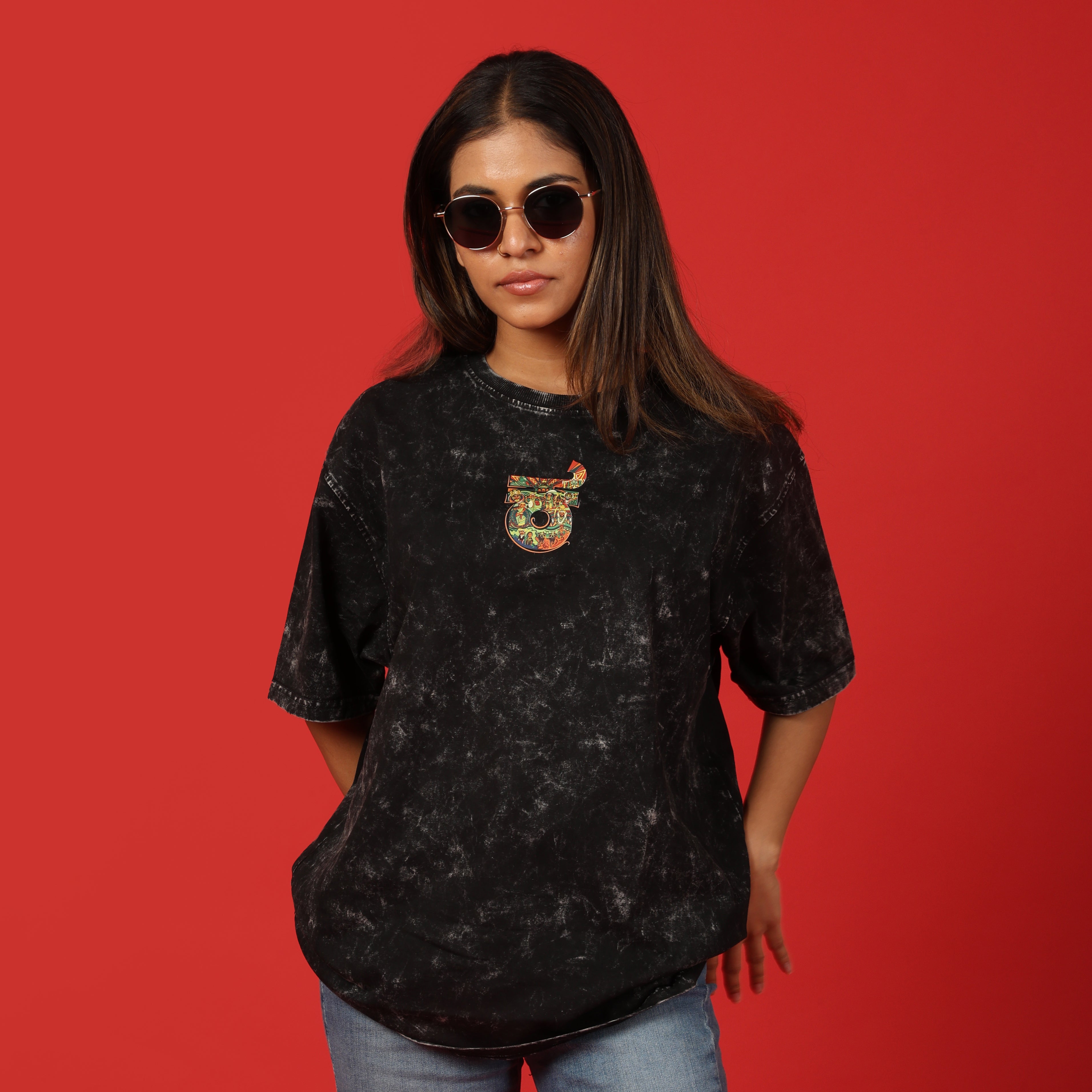 Karnataka Text Acid Wash Unisex Oversized T-Shirt | Kannada Oversized T-Shirt | Karnataka Oversized T-Shirt