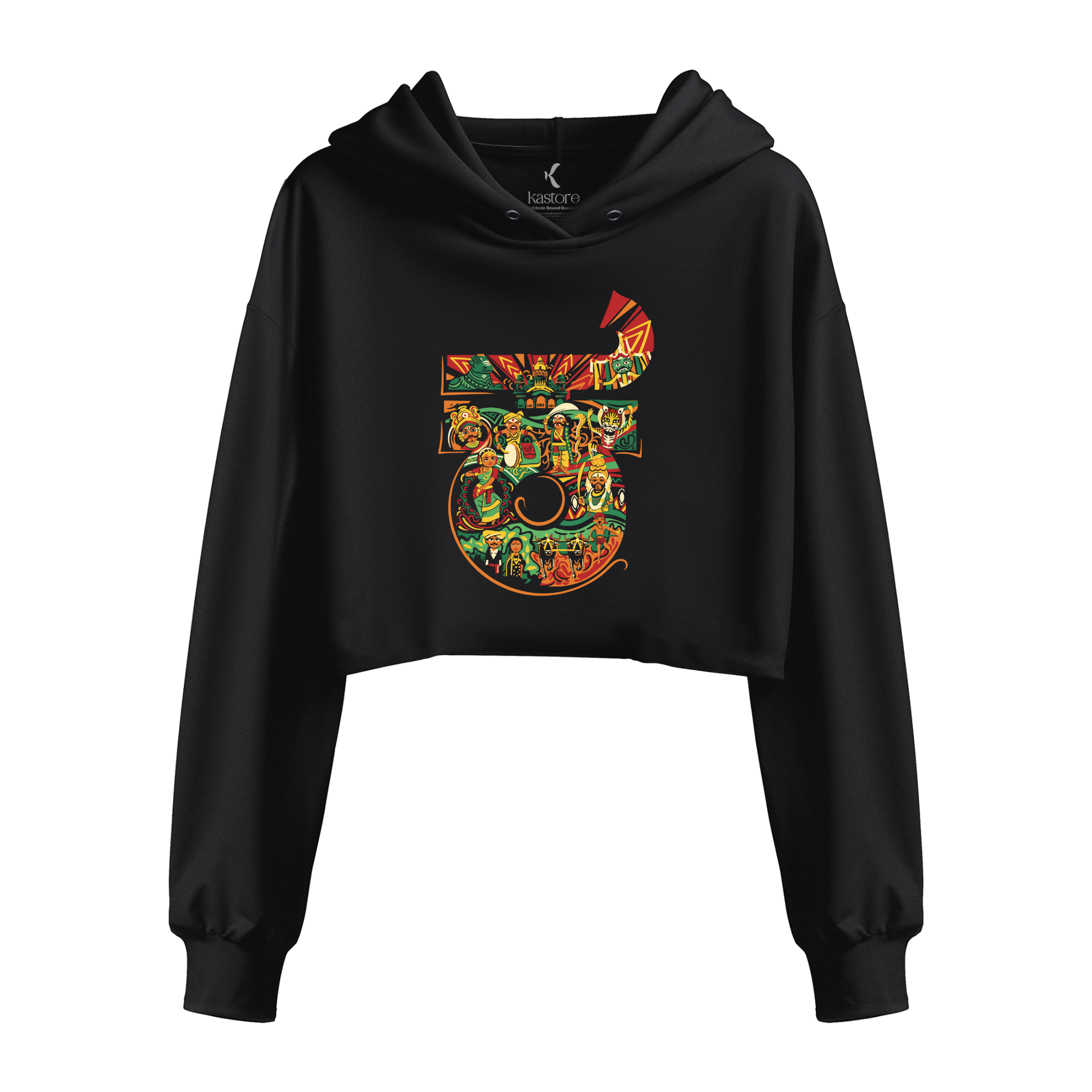 Karnataka Text  Women's Crop Hoodie | Kannada T-Shirt | Karnataka T-Shirt