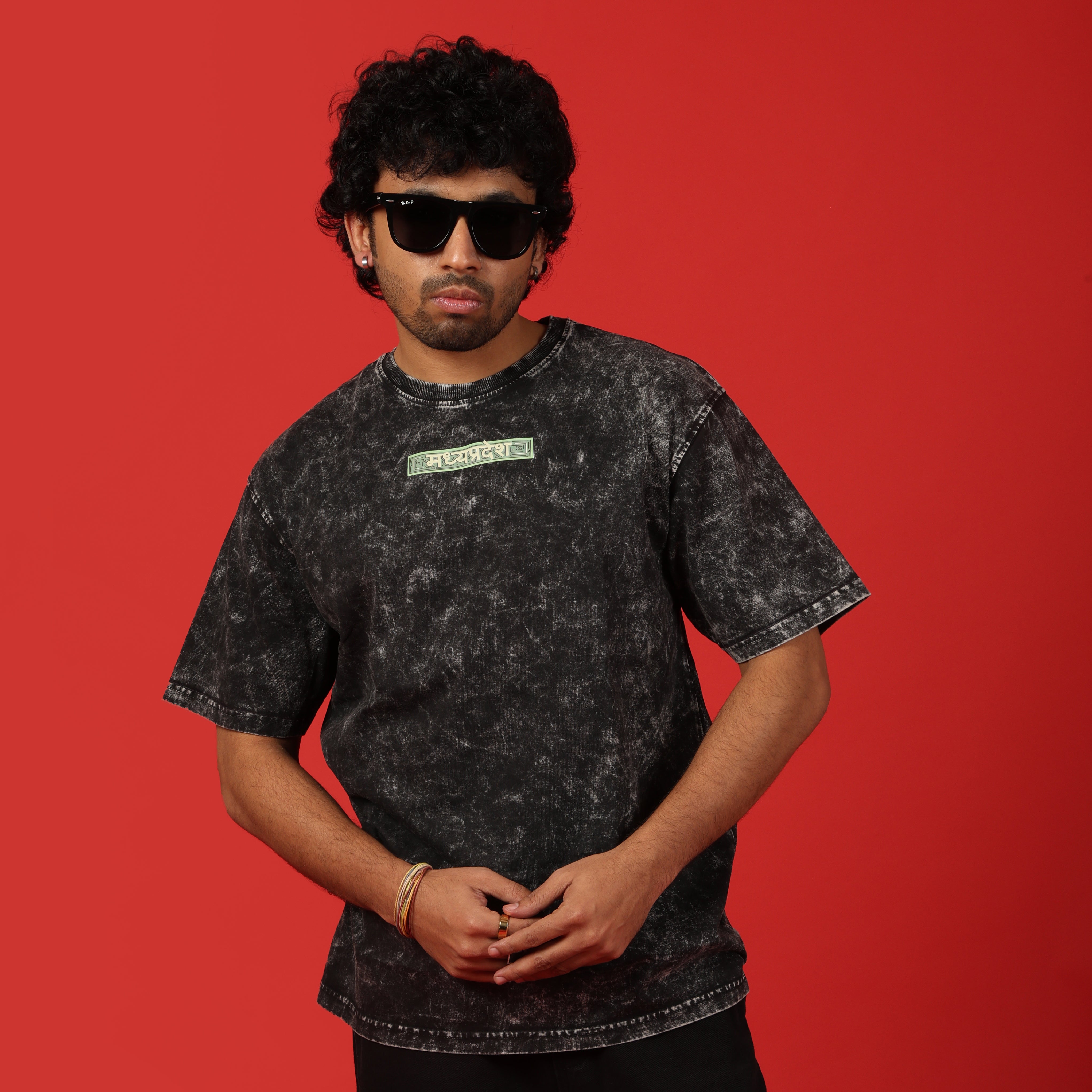 Madhya Pradesh Frame Acid Wash Oversized T-Shirt