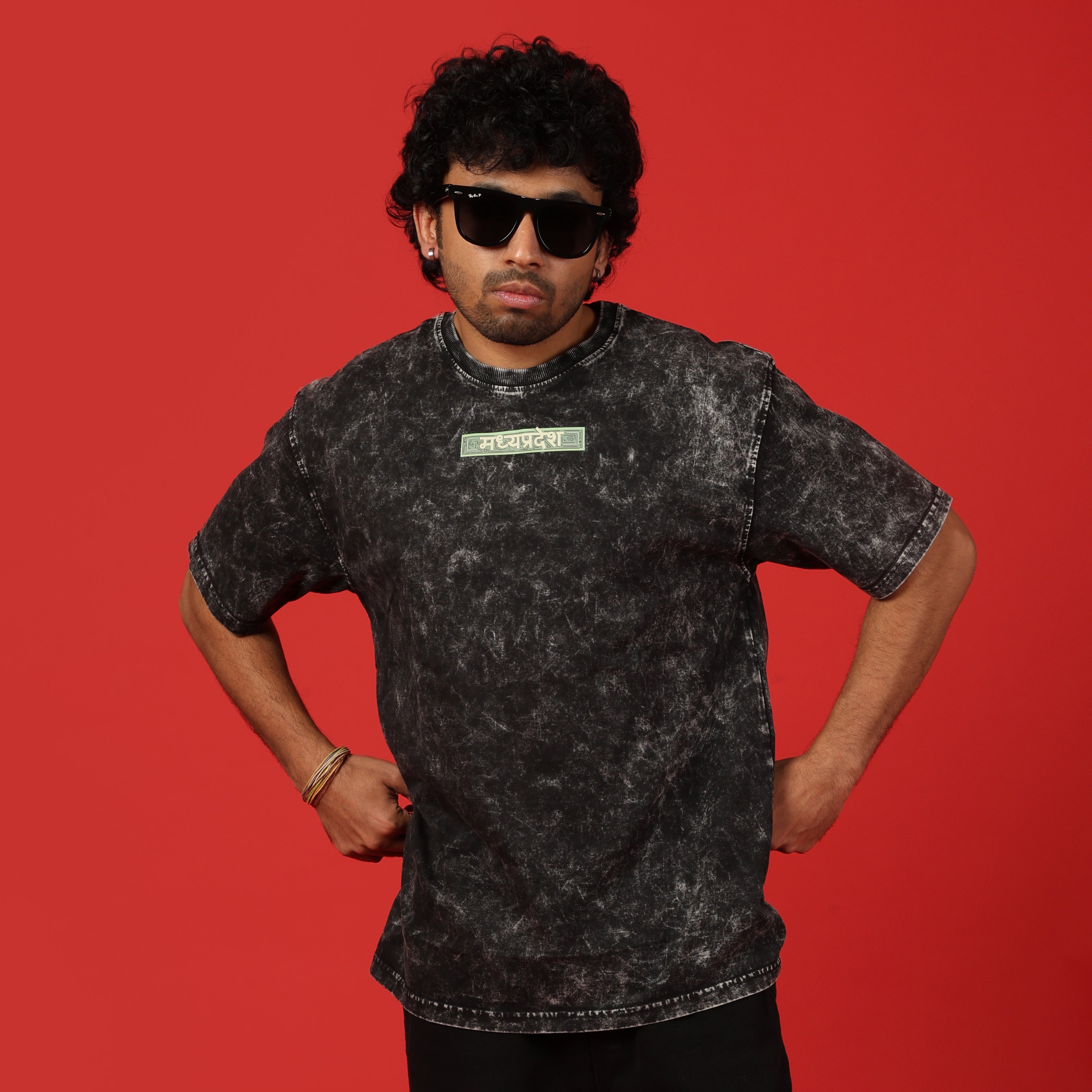 Madhya Pradesh Frame Acid Wash Oversized T-Shirt