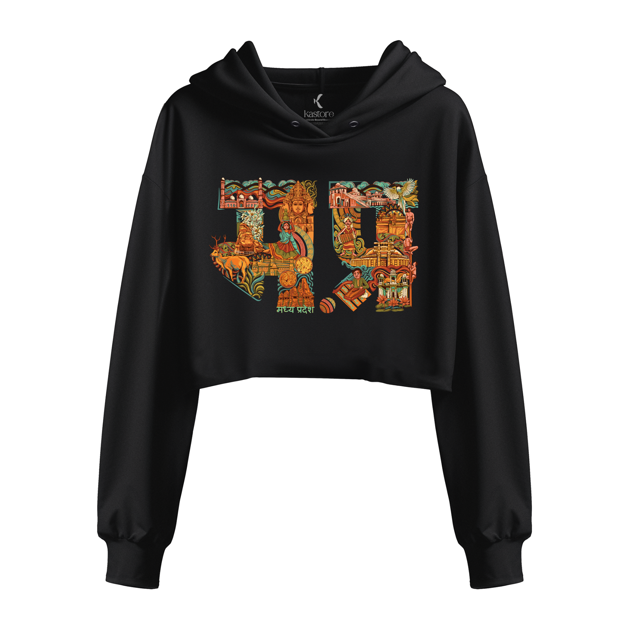 Madhya Pradesh Text  Women's Crop Hoodie