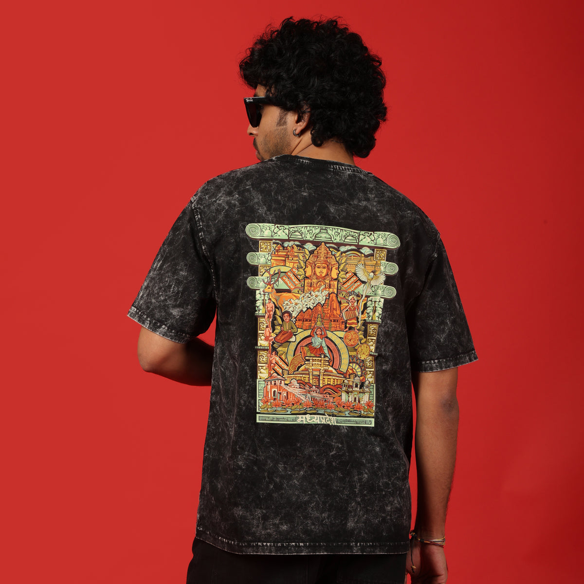 Madhya Pradesh Frame Acid Wash Oversized T-Shirt