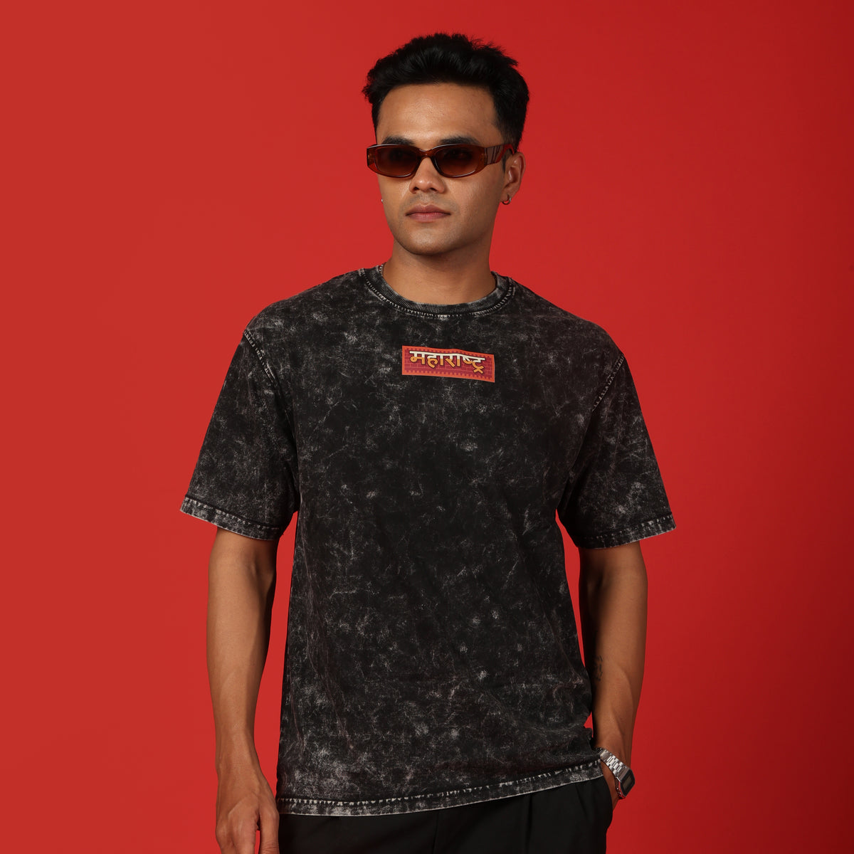 Maharashtra Frame Acid Wash Oversized T-Shirt