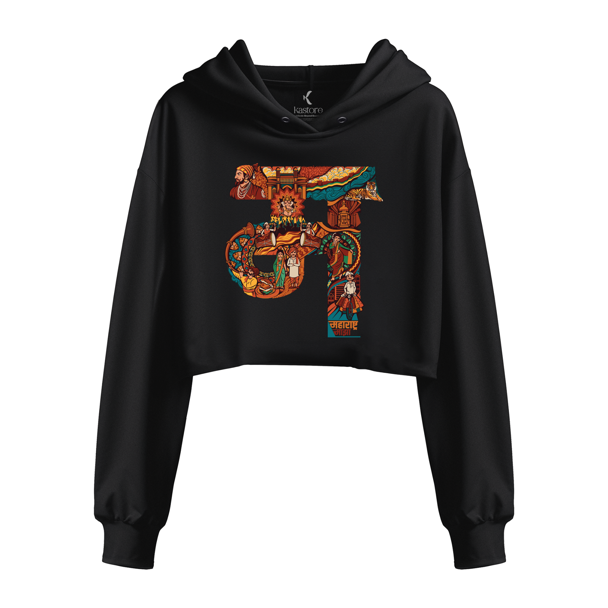 Maharashtra Text  Women's Crop Hoodie