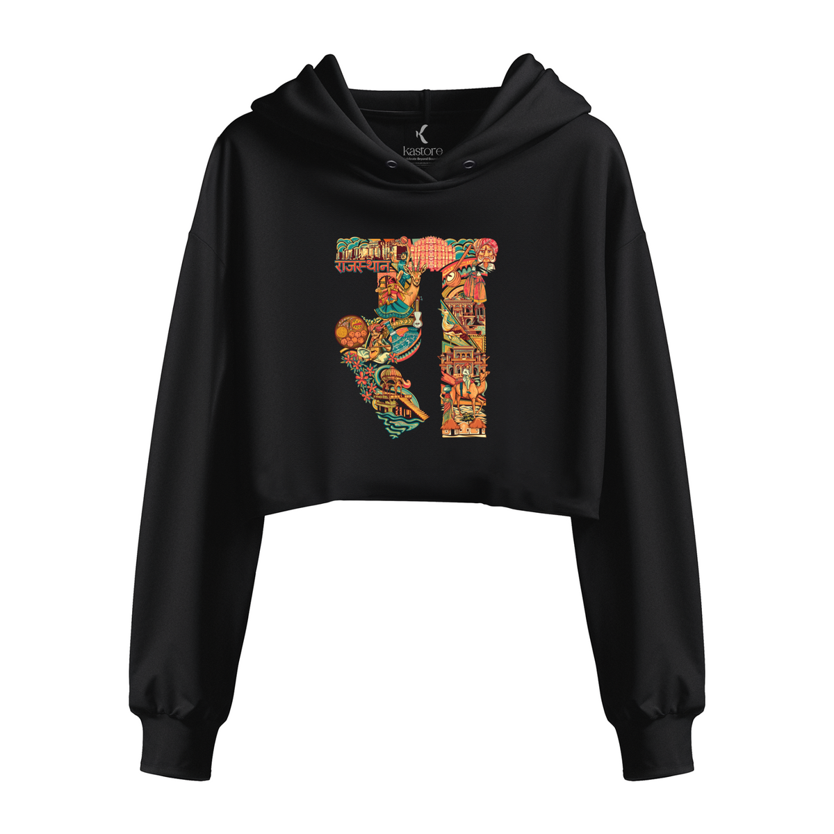 Rajasthan Text  Women's Crop Hoodie