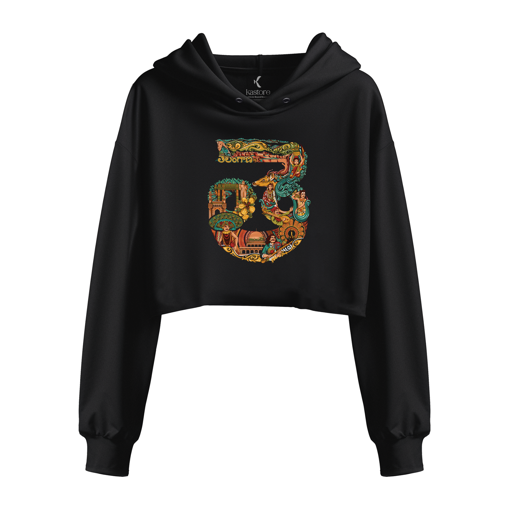 Telangana Text Design Women's Crop Hoodie
