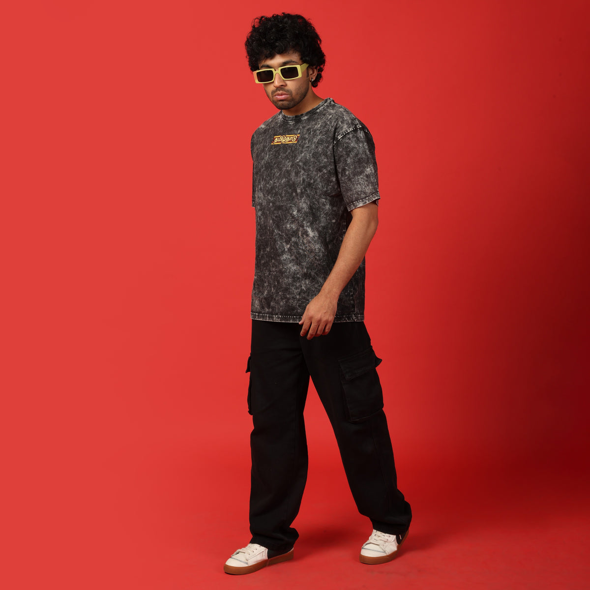 Tamil Nadu Frame Acid Wash Oversized T-Shirt