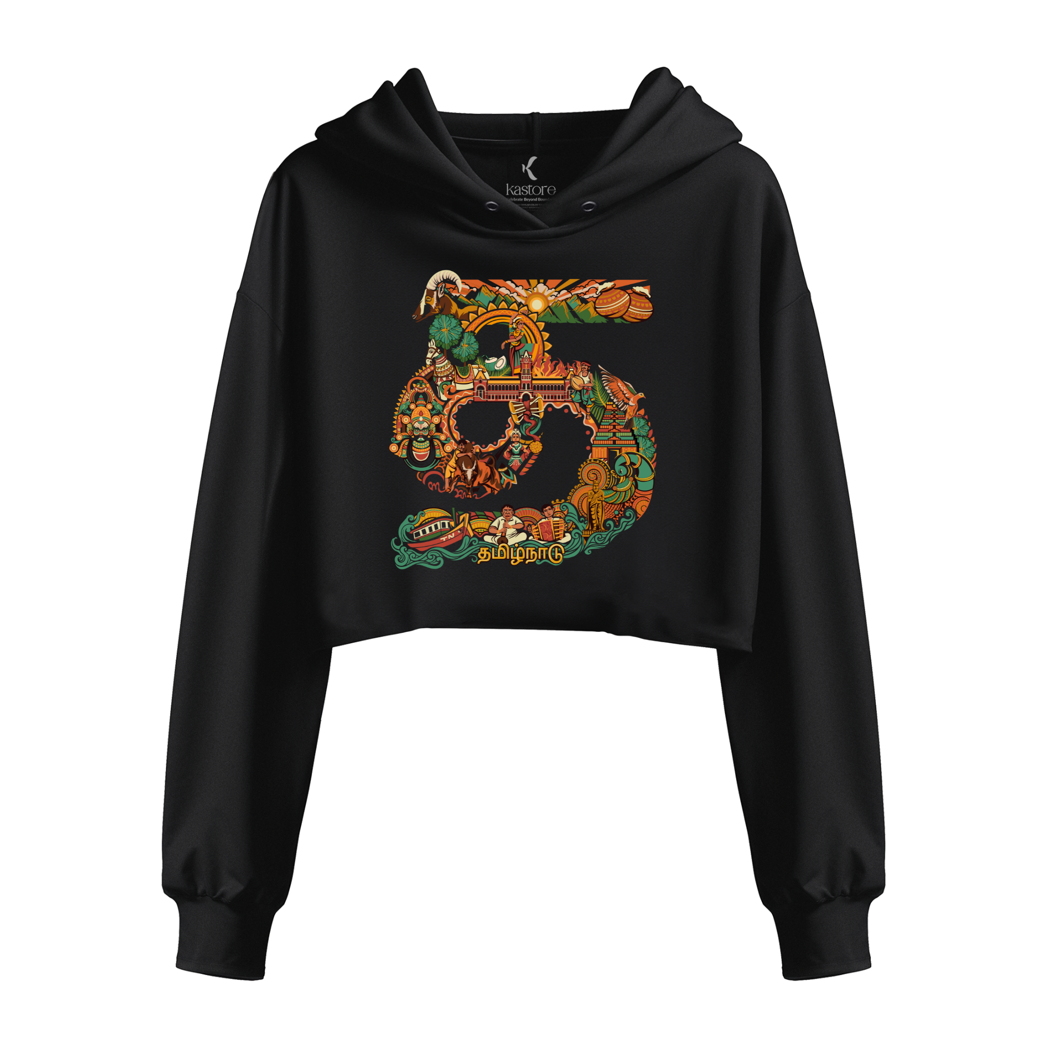 Tamil Nadu Text  Women's Crop Hoodie