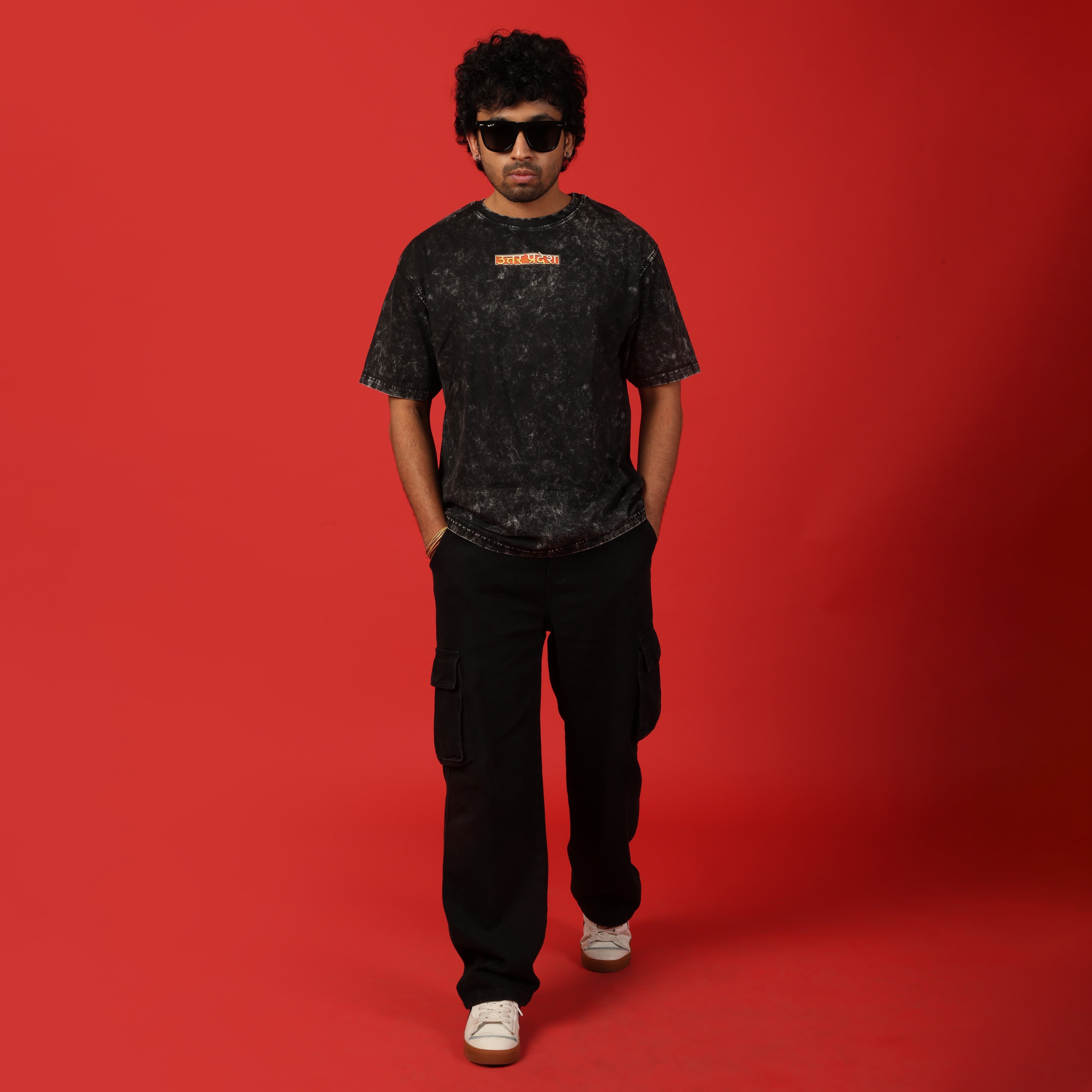Uttar Pradesh Frame Acid Wash Oversized T-Shirt