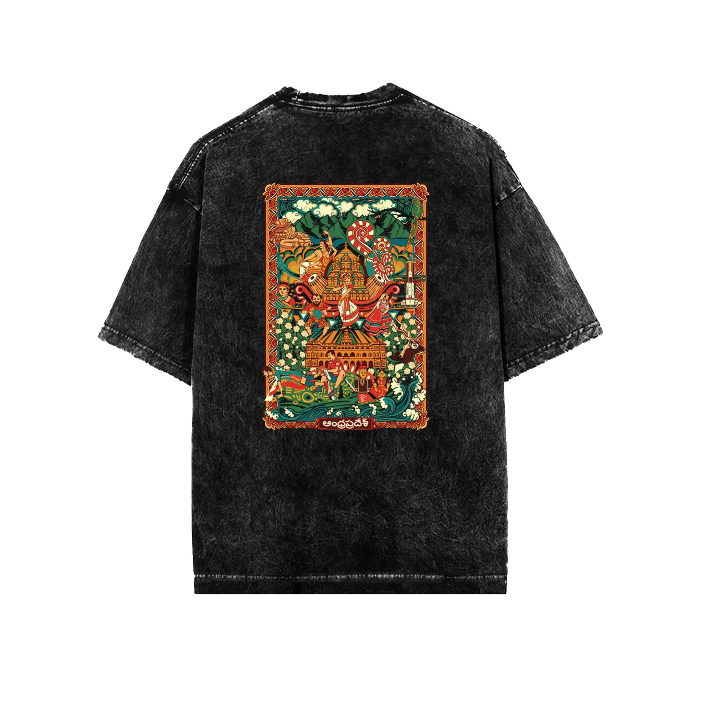 Andhra Pradesh Frame Acid Wash Oversized T-Shirt