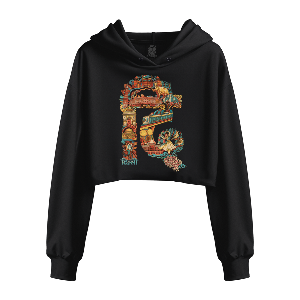 Delhi Text | Women's Crop Hoodie