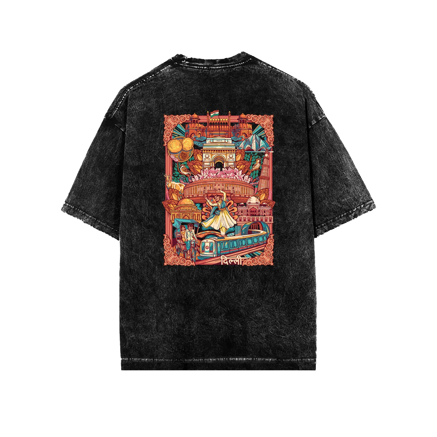 Delhi Frame Acid Wash Oversized T-Shirt