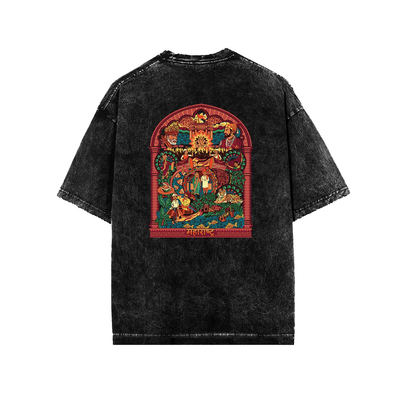 Maharashtra Frame Acid Wash Oversized T-Shirt