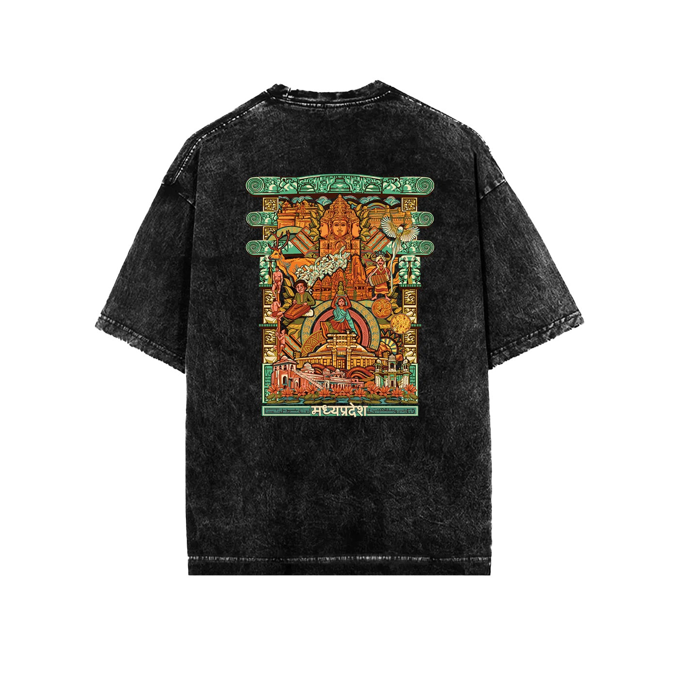 Madhya Pradesh Frame Acid Wash Oversized T-Shirt